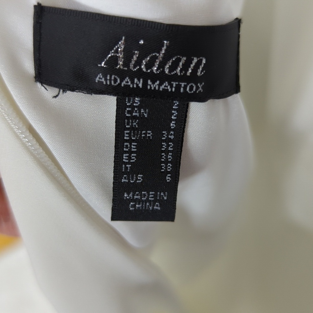 Aidan Mattox Halter A-Line Dress Womens 2 Bone White Ruffle Dress Dazzle 8 - Picture 14 of 16